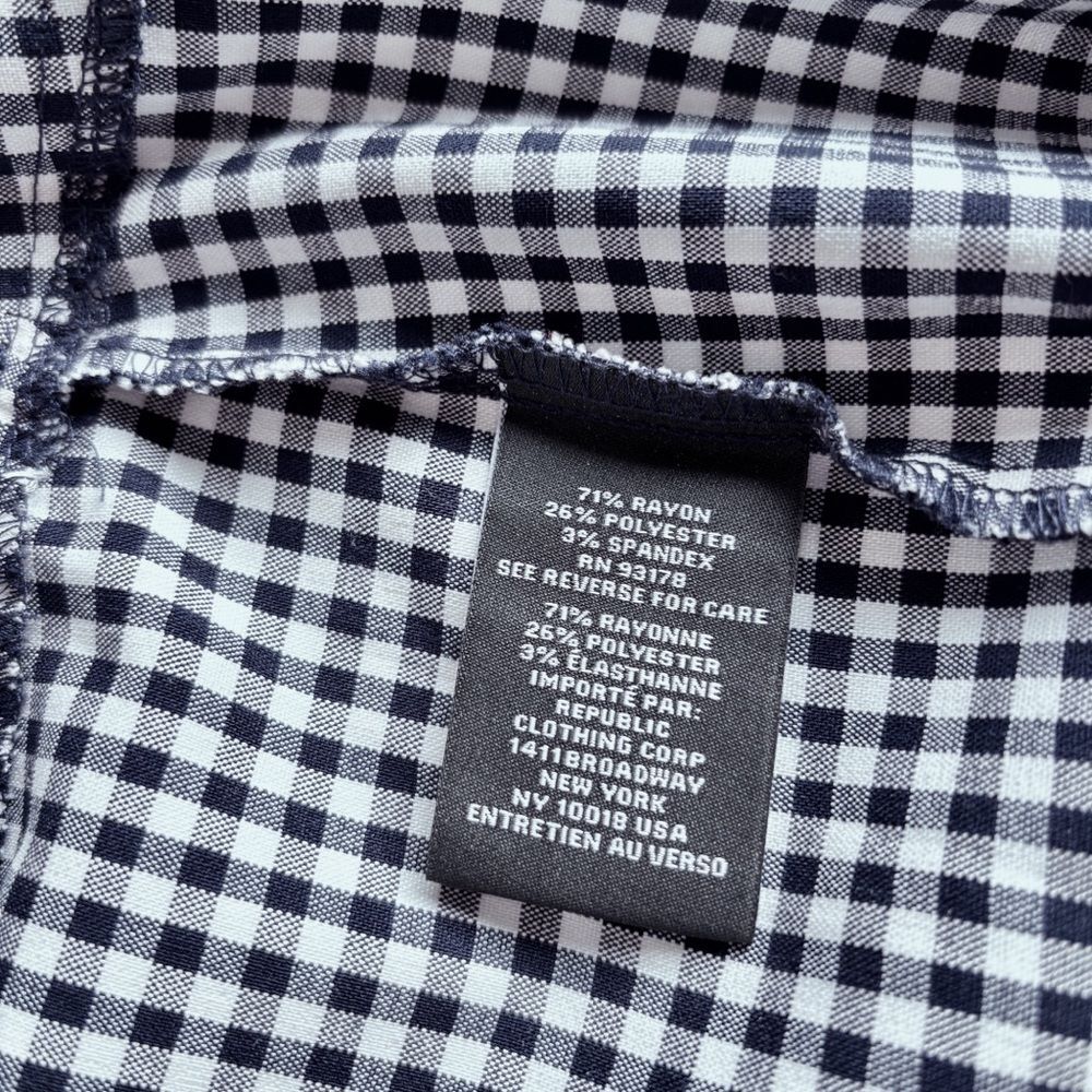 Premise Navy White Gingham Cropped Pants Size Large Pull On Stretch Coastal Prep - Picture 8 of 8